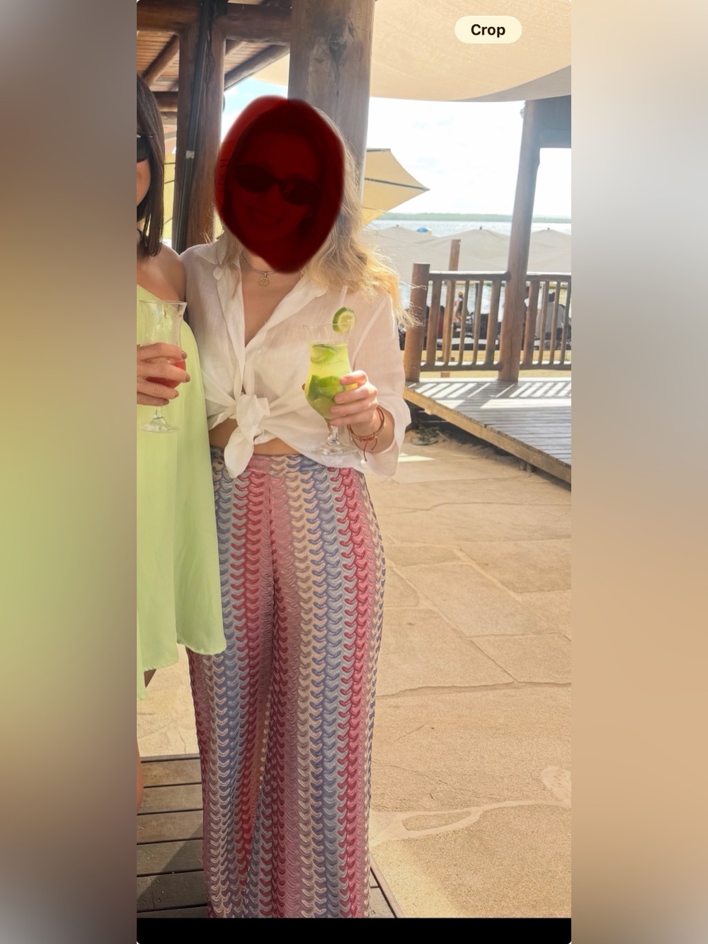 Wide-Leg Multicolor Chevron Pants XS